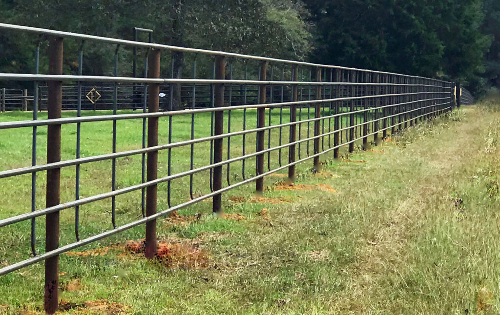"Continuous panels 8 showcasing durable continuous fence panels designed for livestock fencing and cattle pens, featuring a tough bar fence structure for enhanced strength and security."